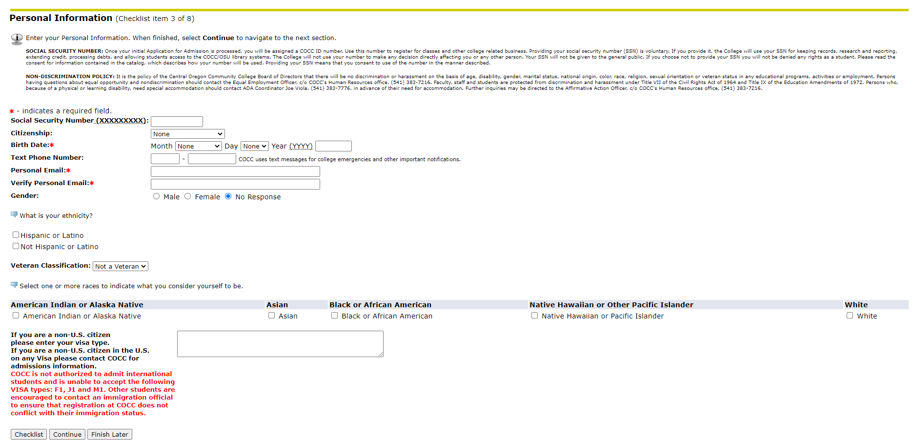 before photo of bad cocc form