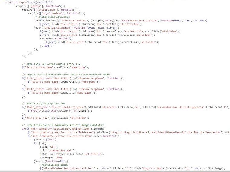 an example of too much internal javascript